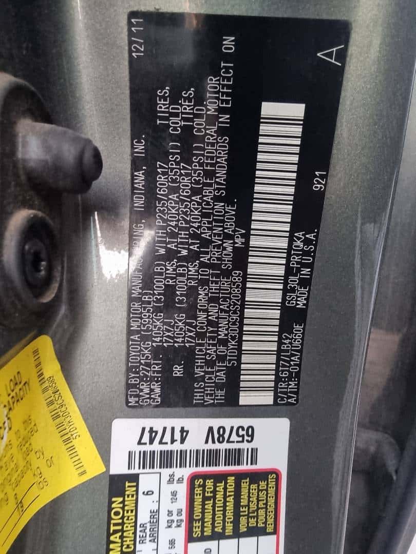 Toyota Sienna 2012 thumbnail 4