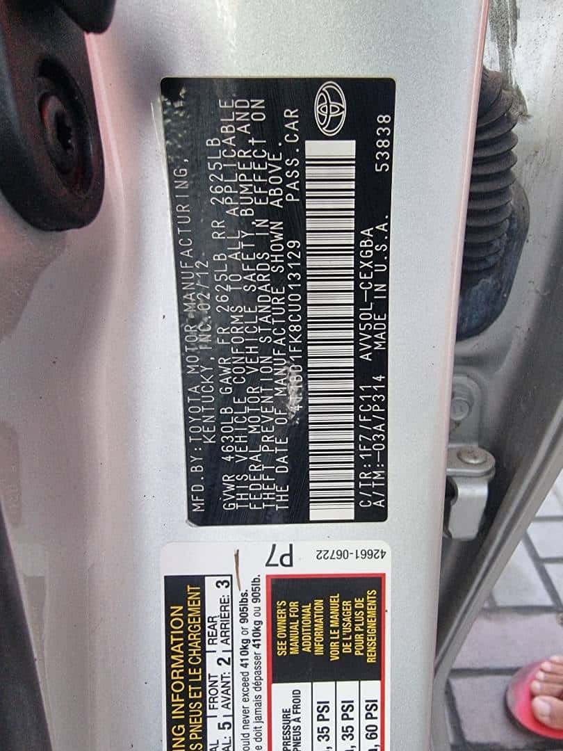 Toyota Camry 2012 thumbnail 7