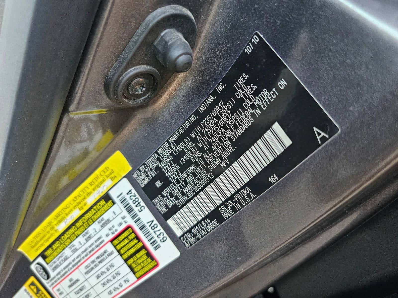 TOYOTA SIENNA 2011 thumbnail 5
