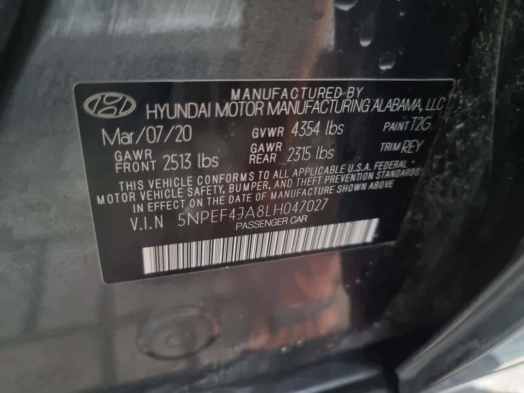 HYUNDAI SONATA 2020 thumbnail 7