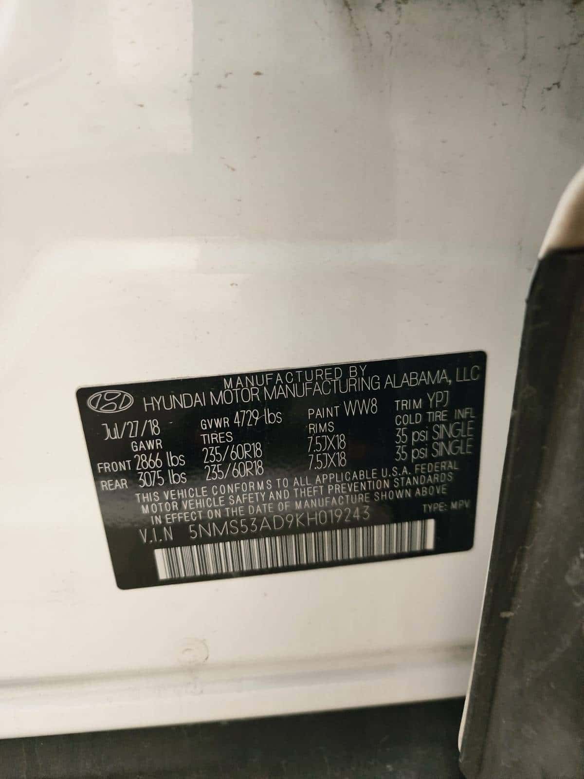 Hyundai SANTA FE LIMITED 2019 thumbnail 6