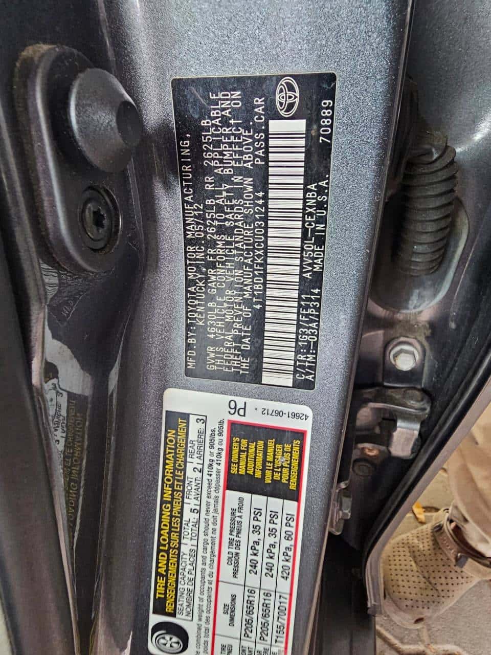 Toyota Camry 2012 thumbnail 6