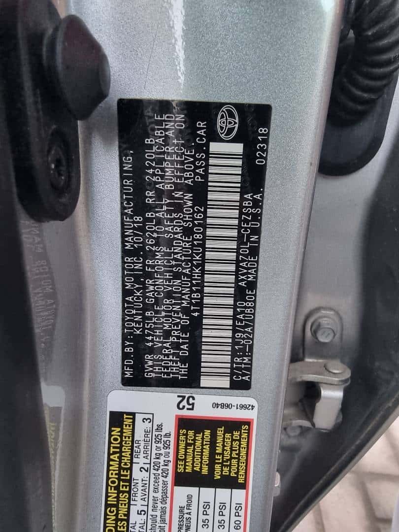TOYOTA CAMRY 2019 thumbnail 7