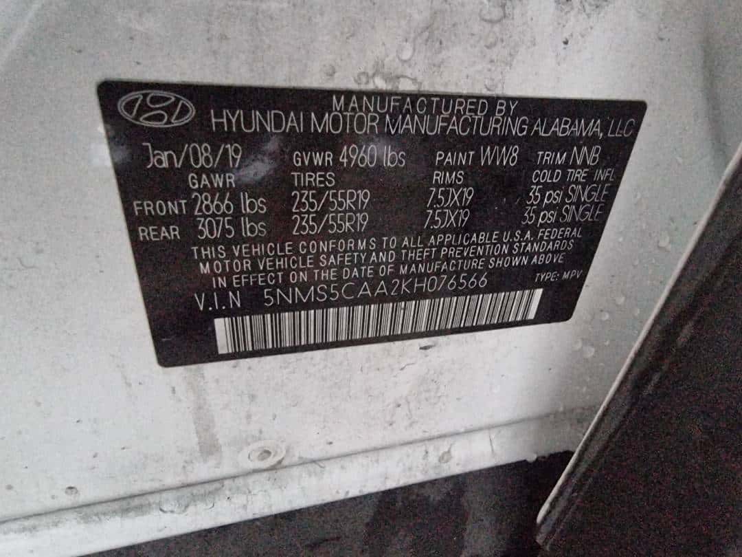 HYUNDAI SANTA FE 2019 thumbnail 3
