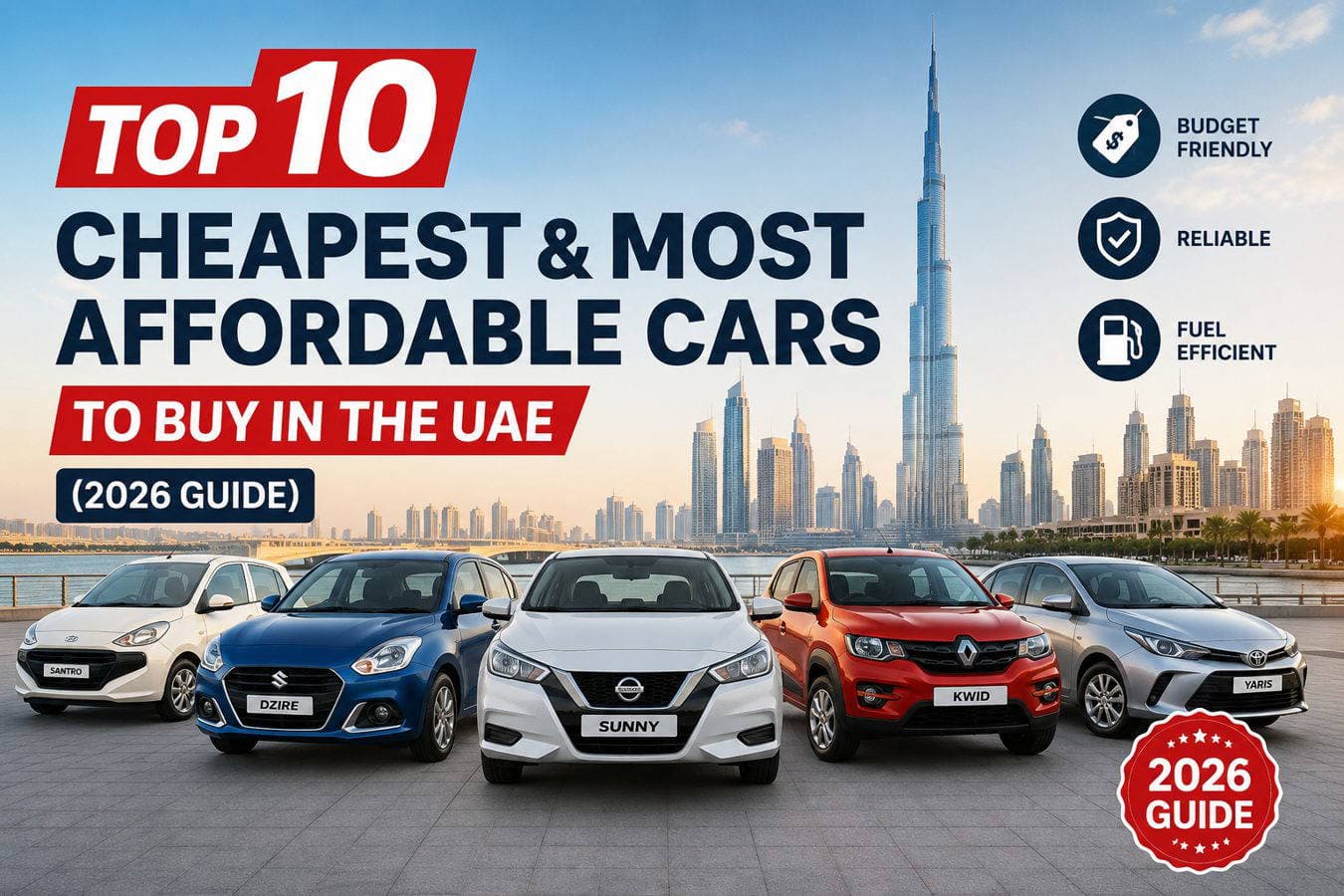 Top 10 Cheapest & Most Affordable Cars to Buy in the UAE (2026 Guide)
