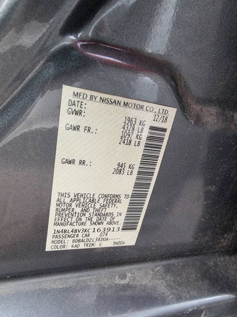 NISSAN ALTIMA 2019 view 7 NISSAN ALTIMA 2019 view 7